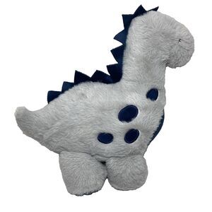 Lambs & Ivy Baby Plush Dinosaur 10 Inch  Grey Navy Blue Stuffed Animal Sewn Eyes
